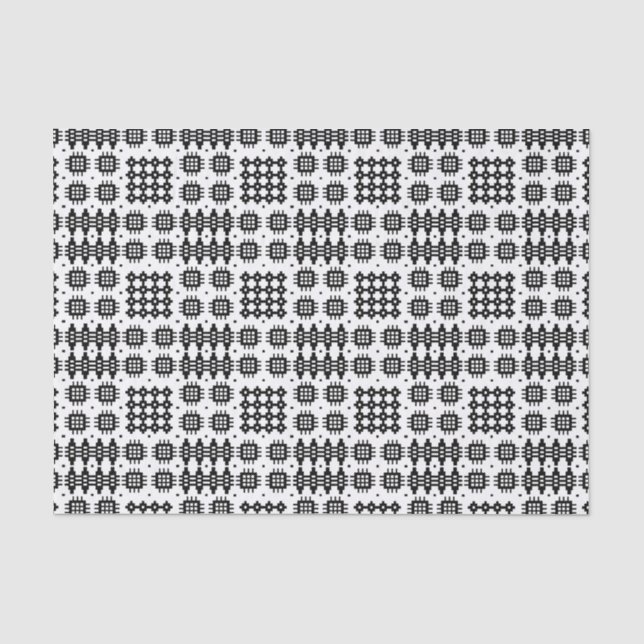 Welsh Faux Tapestry Black and White Tissue Paper Seidenpapier (Vorderseite)