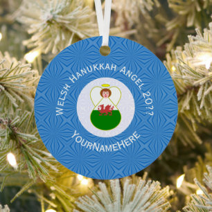 Welsh Flag Angel Hanukkah Ornament Aus Metall