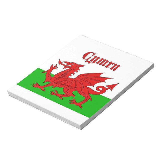 Welsh Flag Cymru Notizblock (Rotiert)