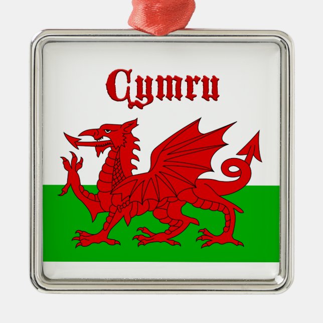 Welsh Flag Cymru Ornament Aus Metall (Vorne)