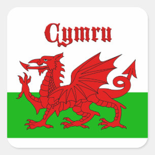 Welsh Flag Cymru Quadratischer Aufkleber