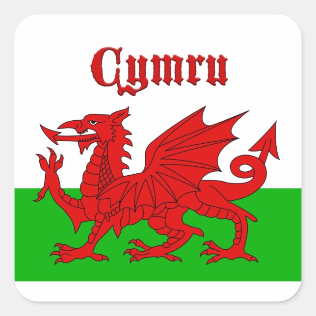 Welsh Flag Cymru Quadratischer Aufkleber (Vorderseite)