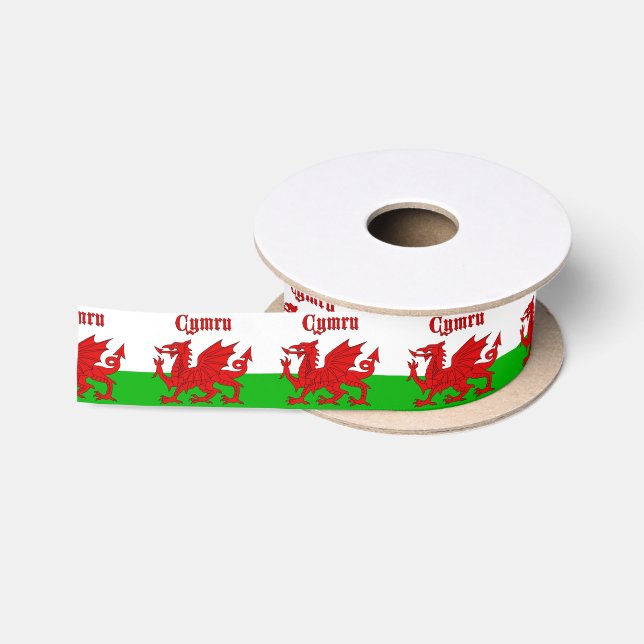 Welsh Flag Cymru Satinband (Spule)