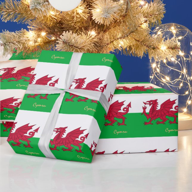 Welsh Flag, Dragon & Wales Geschenke Cymru/sports  Geschenkpapier (Feiertage)