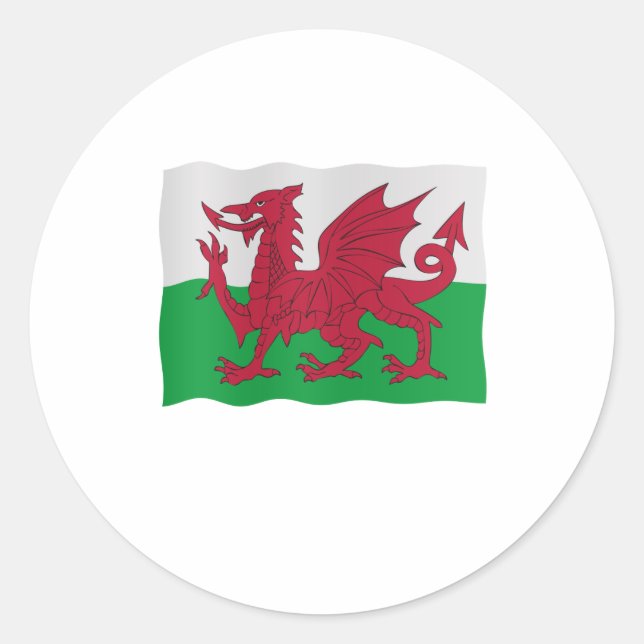 Welsh flag runder aufkleber (Vorderseite)