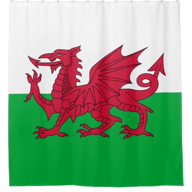 Welsh Flag (Wales) (Welsh Dragon) Duschvorhang (Vorderseite)