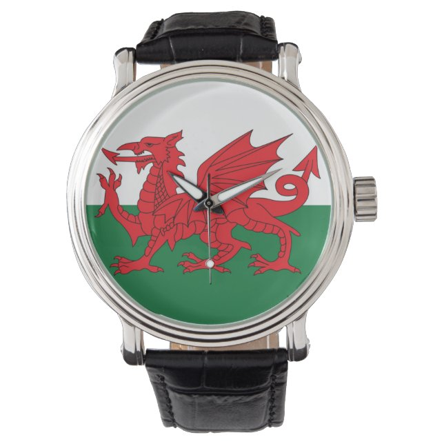 Welsh Flag Watch Armbanduhr (Vorderseite)