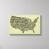 Welsh Placenames American Map Canvas Print