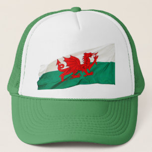 Welsh Red Dragon Flag, Patriotic Wales Truckerkappe