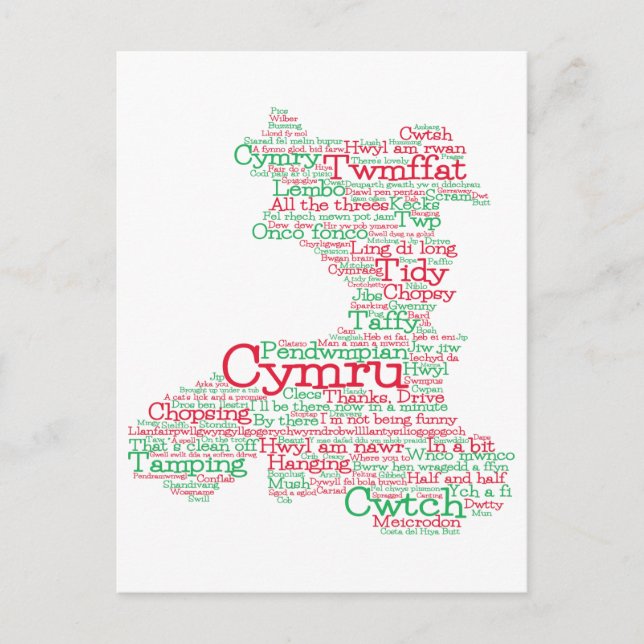 Welsh Slang Word Art Karte Postkarte (Vorderseite)