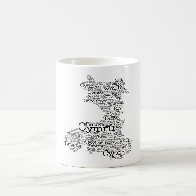 Welsh Slang Word Art Map Kaffeetasse (Mittel)