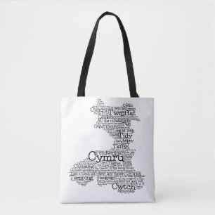 Welsh Slang Word Art Map Tasche