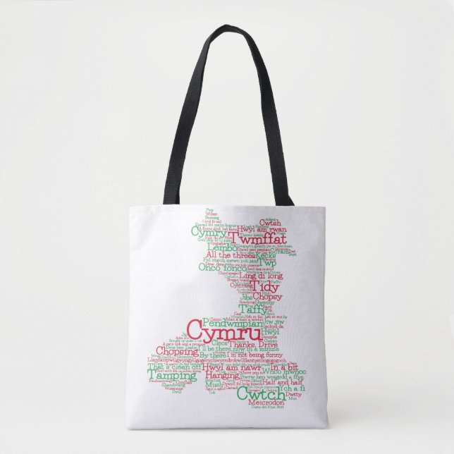 Welsh Slang Word Art Map Tote Bag Tasche (Vorderseite)