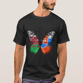 Welsh Slowakische Flag Butterfly T-Shirt