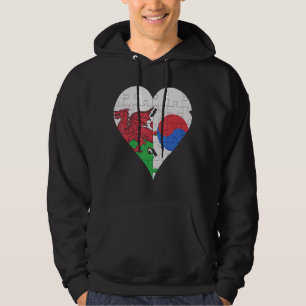 Welsh South Korean Flag Herz Hoodie