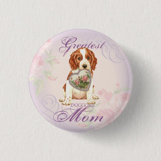 Welsh Springer Spanel Herz Mama Button (Vorderseite)