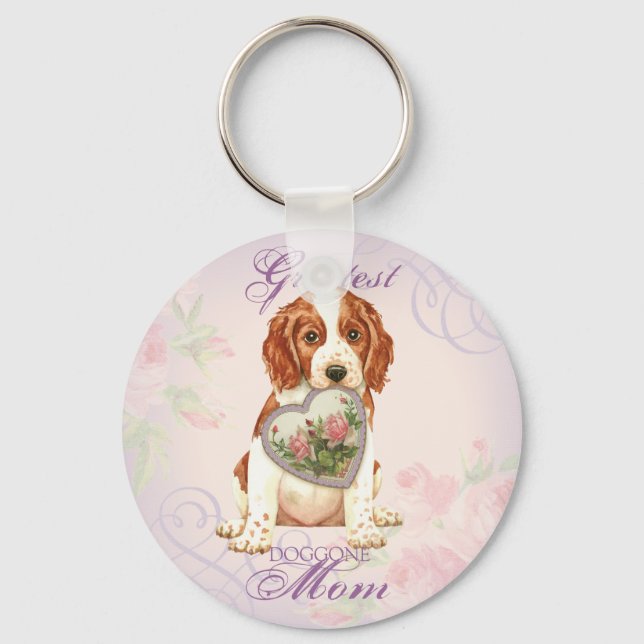 Welsh Springer Spanel Herz Mama Schlüsselanhänger (Vorderseite)