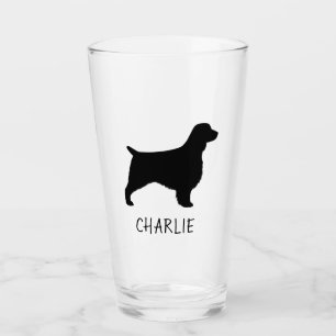 Welsh Springer Spanel Silhouette Personalisiert Glas