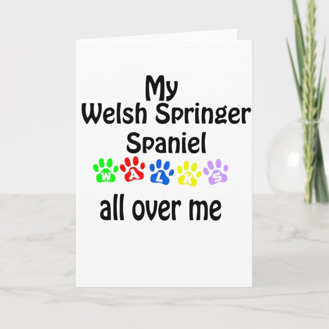 Welsh Springer Spanel Walks Design Feiertagskarte (Vorderseite)