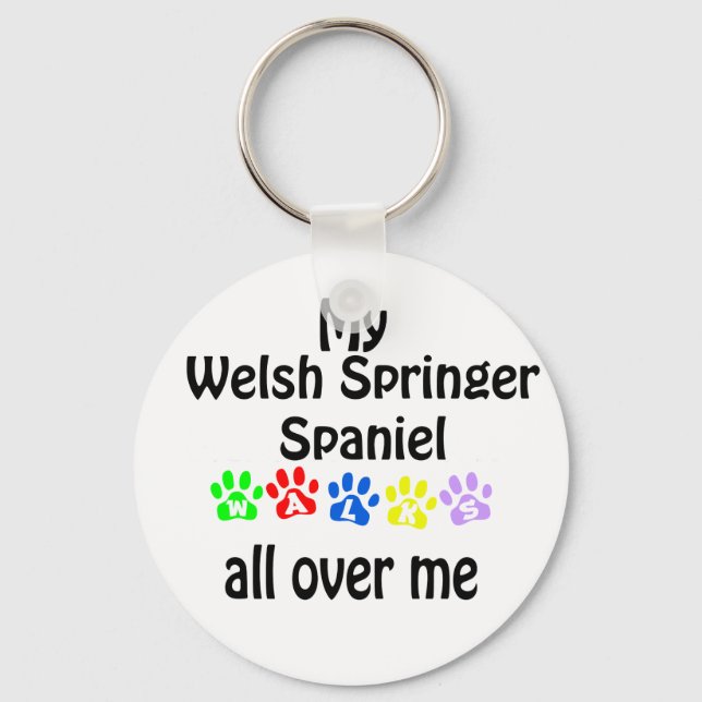 Welsh Springer Spanel Walks Design Schlüsselanhänger (Vorderseite)