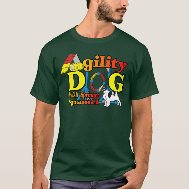 Welsh Springer Spaniel Agility Geschenke T-Shirt (Vorderseite)