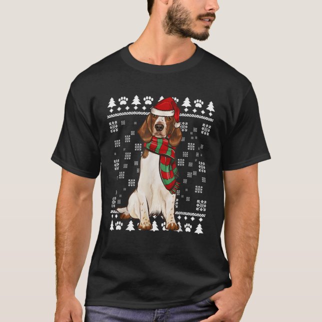 Welsh Springer Spaniel Dog Santa Hat Xmas Ugly Chr T-Shirt (Vorderseite)