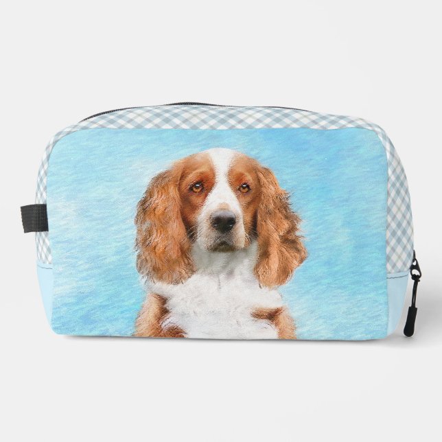 Welsh Springer Spaniel Malerei Original Dog Art Waschbeutel (Vorderseite)