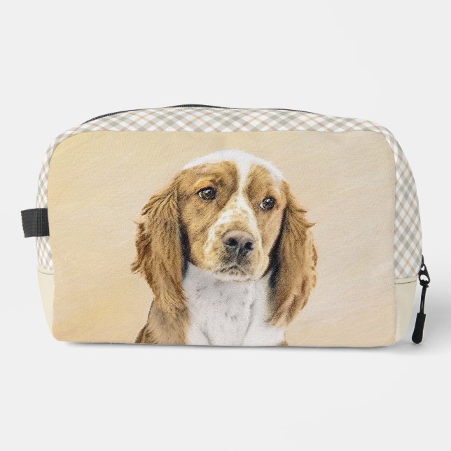 Welsh Springer Spaniel Malerei Original Dog Art Waschbeutel (Vorderseite)