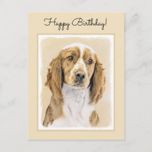 Welsh Springer Spaniel-Malerei - Originale Hunde-K Postkarte