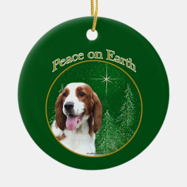 Welsh Springer Spaniel Peace Keramik Ornament (Vorne)