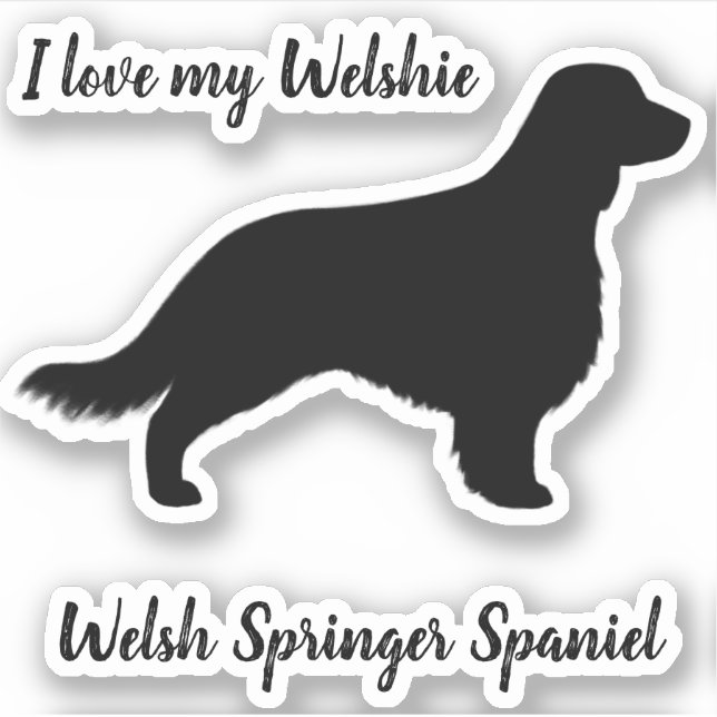 Welsh Springer Spaniel Silhouette mit Long Schwanz Aufkleber (Vorderseite)