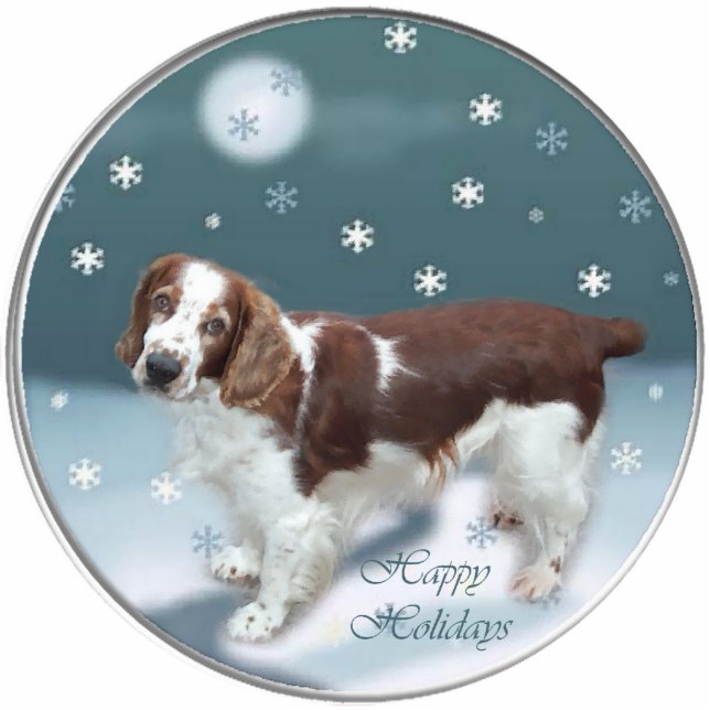 Welsh Springer Spaniel Weihnachtsgeschenke Ornamen Fotoskulptur Ornament (Vorne)