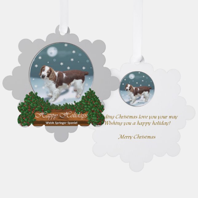 Welsh Springer Spaniel Weihnachtsgeschenke Ornament Karte (Vorderseite/Rückseite)