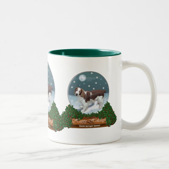 Welsh Springer Spaniel Weihnachtsgeschenke Zweifarbige Tasse (Rechts)