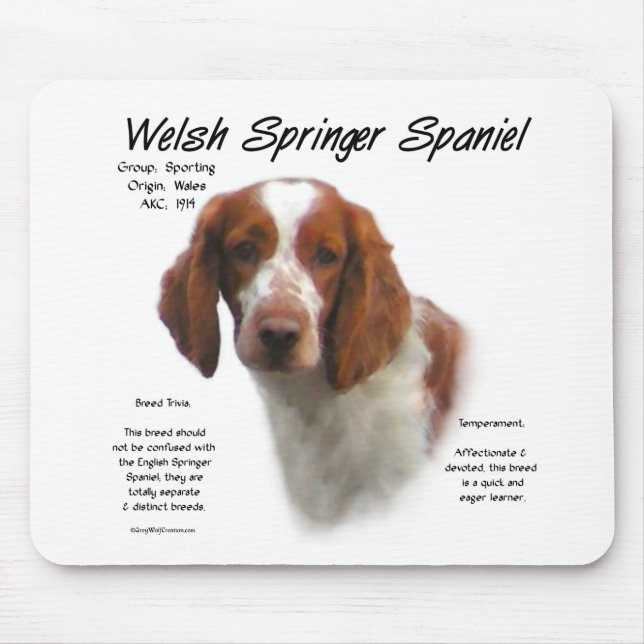 Welsh Springer Spanisch History Design Mousepad (Vorne)