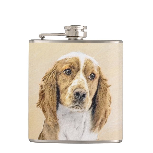 Welsh Springer Spanischmalerei - Original Dog Art Flachmann (Vorderseite)