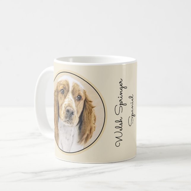 Welsh Springer Spanischmalerei - Original Dog Art Kaffeetasse (Vorderseite Links)