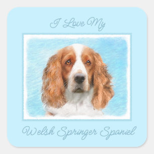 Welsh Springer Spanischmalerei - Original Dog Art Quadratischer Aufkleber