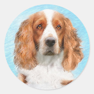 Welsh Springer Spanischmalerei - Original Hund Kun Runder Aufkleber