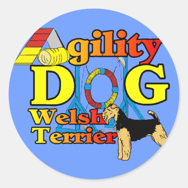 Welsh_Terrier_Agility Runder Aufkleber (Vorderseite)