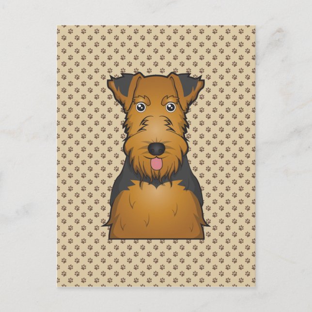Welsh Terrier Cartoon Postkarte (Vorderseite)