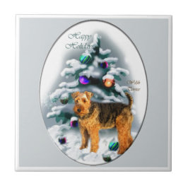 Welsh Terrier Christmas Fliese