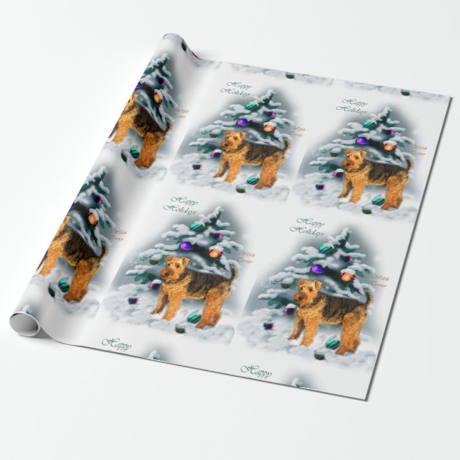 Welsh Terrier Christmas Geschenkpapier (Ungerollt)