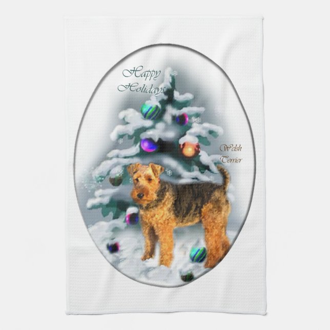 Welsh Terrier Christmas Handtuch (Vertikal)