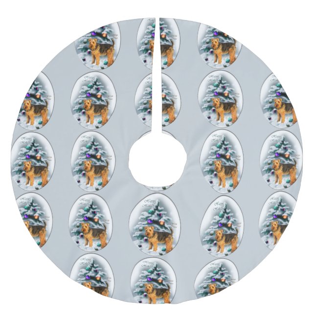 Welsh Terrier Christmas Polyester Weihnachtsbaumdecke (Vorderseite)