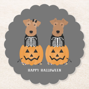 Welsh Terrier Halloween-Skelett Untersetzer