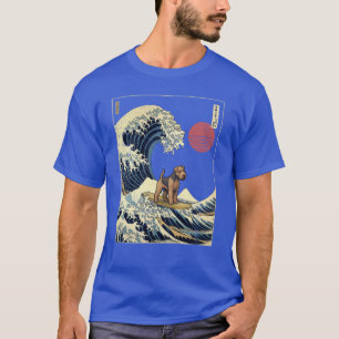 Welsh Terrier Kanagawa Japanisches Surfen Welle T-Shirt