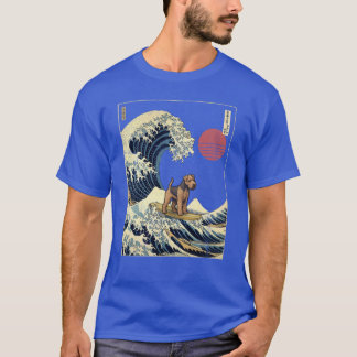Welsh Terrier Kanagawa Japanisches Surfen Welle T-Shirt