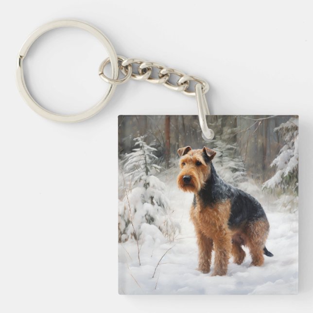 Welsh Terrier Laisser Neige Noël (Devant)