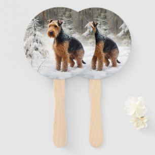 Welsh Terrier Lass es schneien Weihnachten Fächer